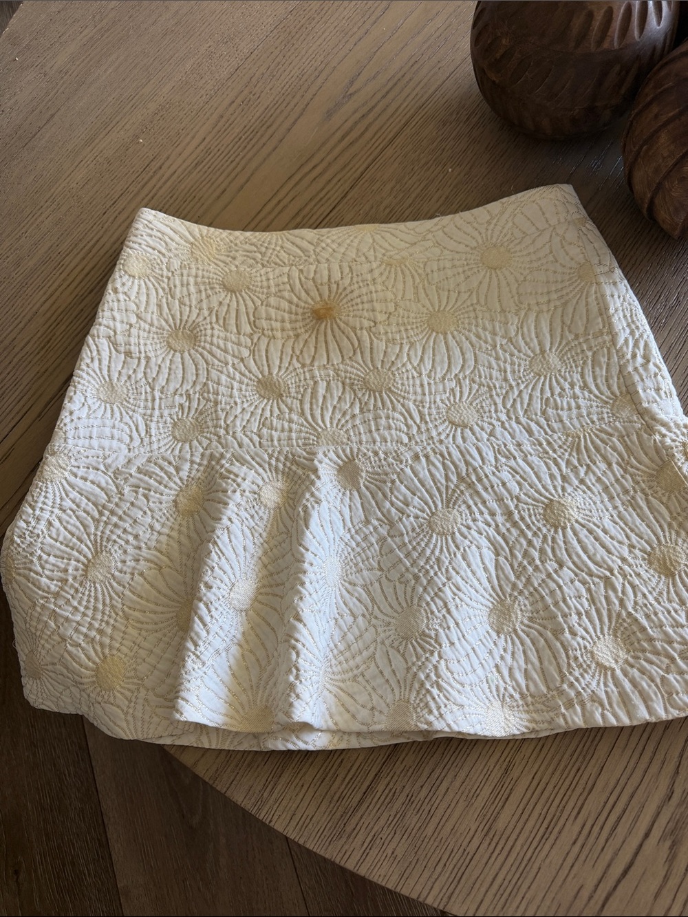 Jazmin Chebar Cream and Gold Floral-Quilted Circle Skirt